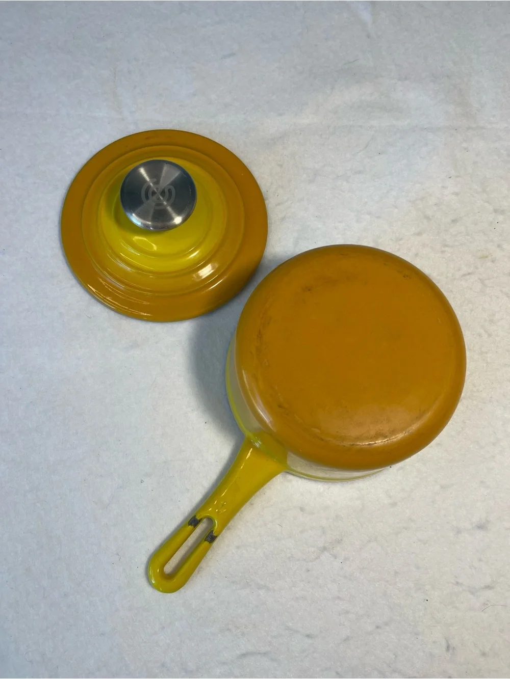 Cook’s Essentials Yellow Orange Enameled Cast Iron Mini Dutch Oven & Saucepan